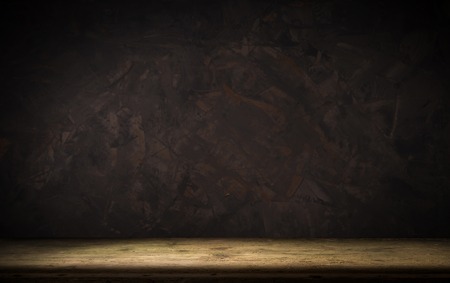 wooden board table in front of field of wheat on sunset light. Ready for product display montage.