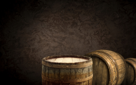 wooden board table in front of field of wheat on sunset light. Ready for product display montage.の写真素材