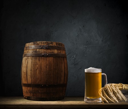 Wooden oak barrel isolated on white background.の写真素材