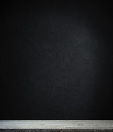 background of barrel and worn old table of woodの写真素材