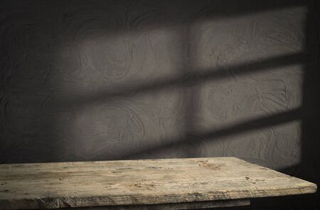 Empty top of natural stone table and grey wall background. For product displayの写真素材