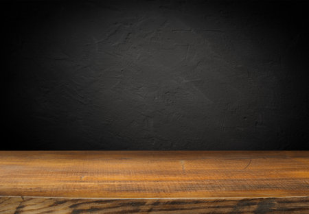 brown wooden plank desk table background textureの写真素材