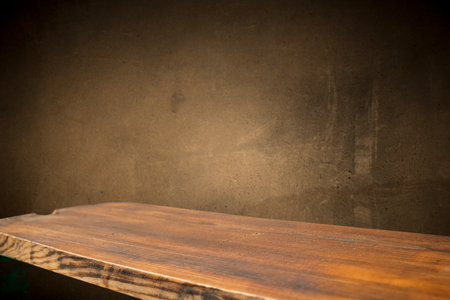 brown wooden plank desk table background textureの写真素材