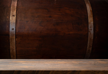 brown wooden plank desk table background textureの写真素材