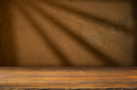 background of barrel and worn old tableの写真素材