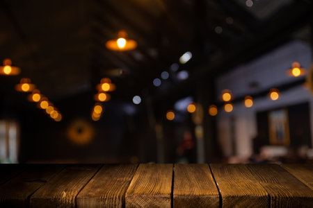 image of wooden table in front ofの写真素材
