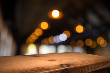 image of wooden table in front ofの写真素材