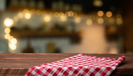 Kitchen background with table cloth. High qualityの写真素材