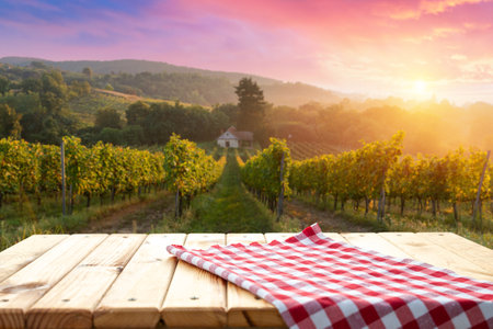 The empty wooden table top with blurの写真素材