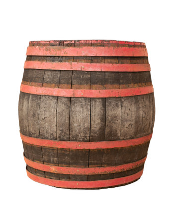 wood barrel, cask, isolated on white backgroundの写真素材