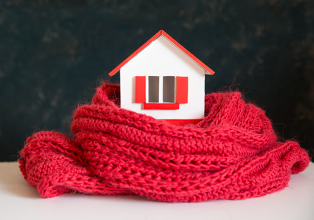 house in winter - heating system conceptの写真素材