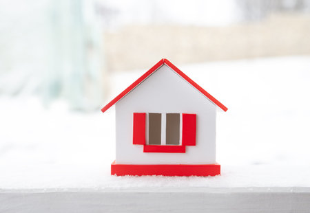 house in winter - heating system conceptの写真素材