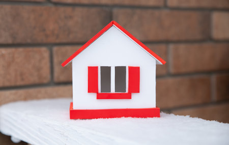 house in winter - heating system conceptの写真素材