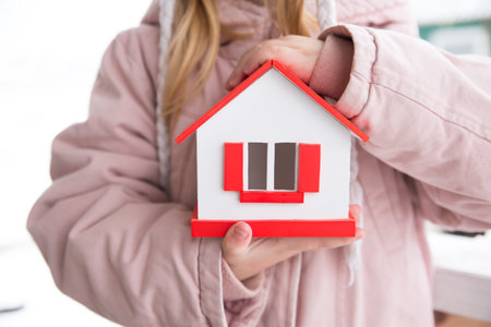 house in winter - heating system conceptの写真素材