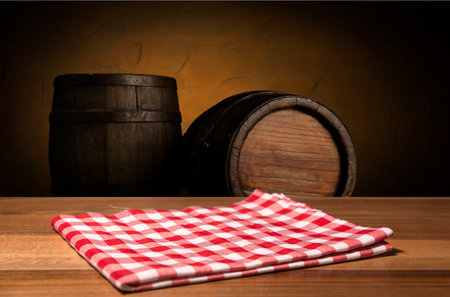 Wooden barrel for wine with steel ringの写真素材