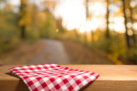 Napkin on table in perspective. Napkin close
