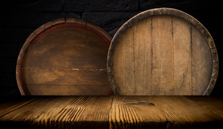 Wooden barrel for wine with steel ring