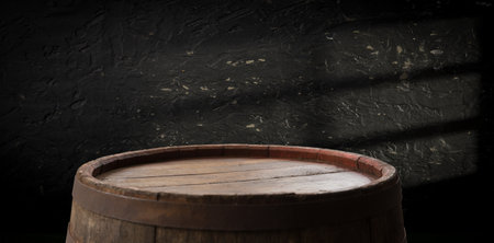 background of barrel and worn old table