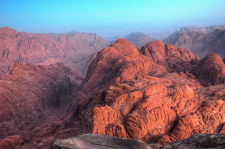 Sunrise in the mountains, Sinai, Egyptの写真素材