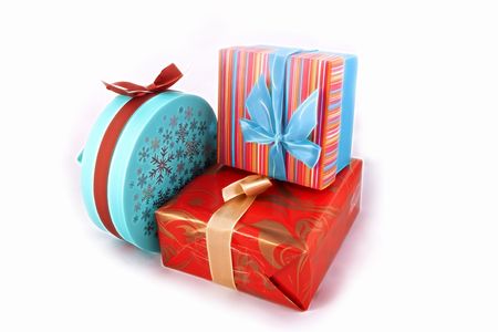 Beautifully wrapped presents on a white background