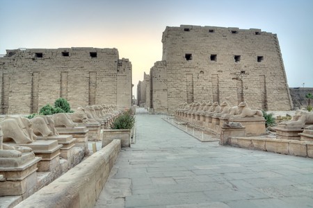 Entrance to the temple of Karnak, Luxor, Egyptの写真素材