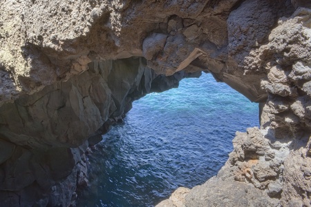 Natural rock arch on Lazarote, Spainの写真素材