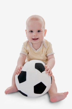 Happy baby with  a ballの写真素材