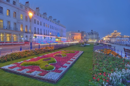 Eastbourne promenade by nightの写真素材