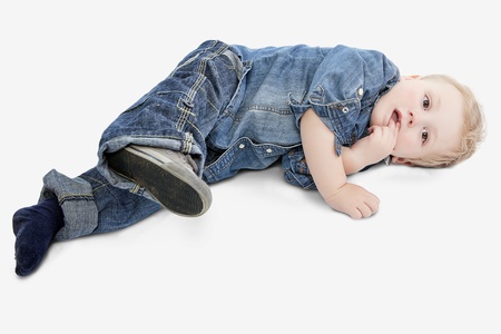 Small sleepy Caucasian boy