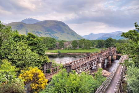 Scottish landscape with two bridgesの写真素材