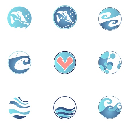 Set of fishing iconsのイラスト素材