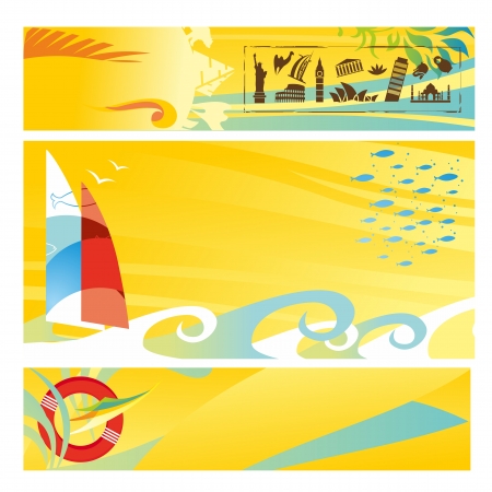 Set of hot travel bannersのイラスト素材