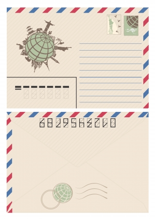 Vintage travel envelopeのイラスト素材