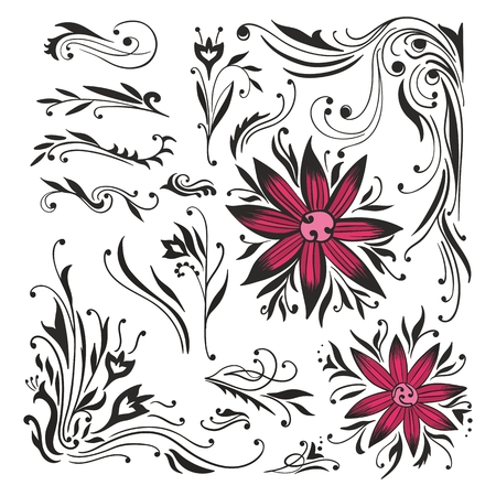 Large set of classical ornaments and vignettes for design and decorationのイラスト素材