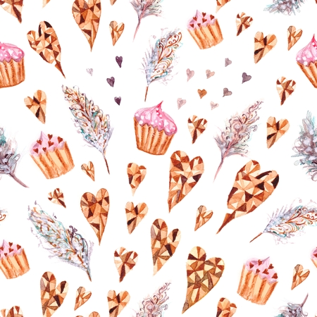 Soft tender pastel hand-painted seamless Valentine\'s backgroundの写真素材