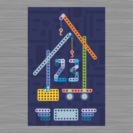 Creative vector 23 february illustration with baby metal blocksのイラスト素材