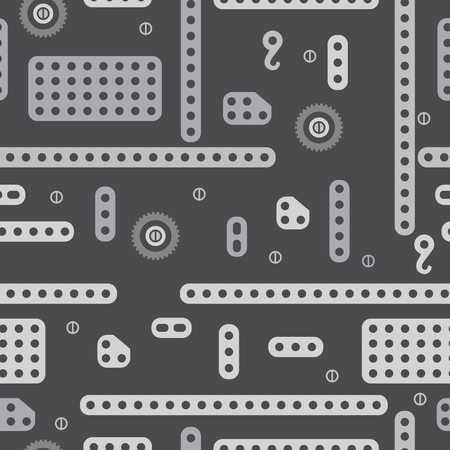 Metallic seamless background with wheels and building blocks Metallic seamless background with wheels and building blocks
