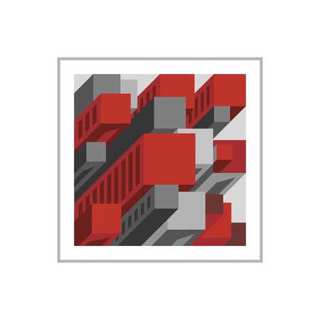 Vector icon with 3D cube buildings for business identity design