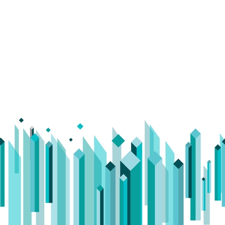 Vector abstract flat cube building illustration for corporate identity design in turquoise colorのイラスト素材