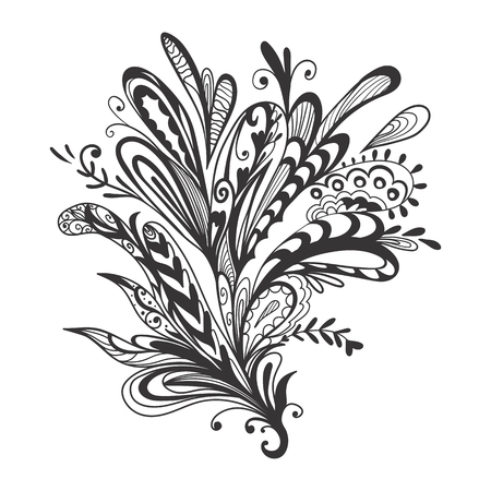 Hand painted doodle sketch decorated design elementsのイラスト素材