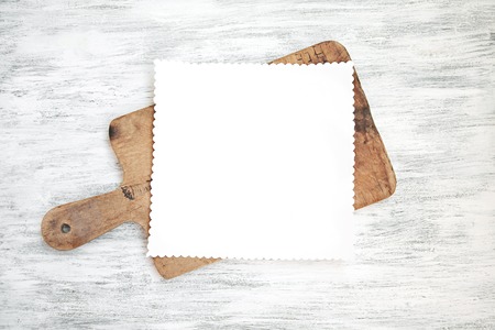 Blank Paper Sheet on Kitchen Tableの写真素材