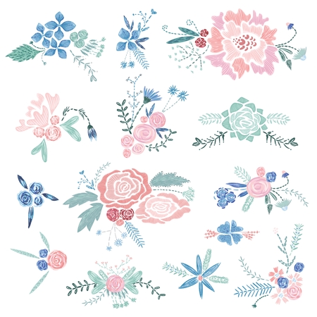 Vintage Vector Floral Vignettesのイラスト素材