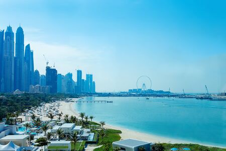 Blue daylight urban scyscrapers architecture cityscape panoramaのeditorial素材