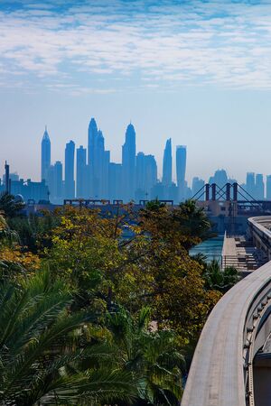 Dubai blue Cityscape Scyscrapers cloudy day viewの写真素材