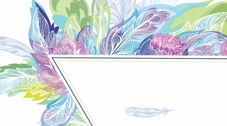 Vector Feather Tribal Boho Ornament Card Templateのイラスト素材