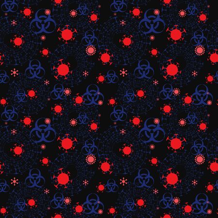 Corona Virus Outbreak Red and Blue Vector Patternのイラスト素材