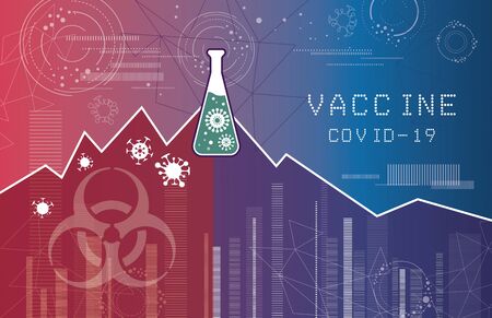 Abstract vaccine research diagram with chemist flaskのイラスト素材