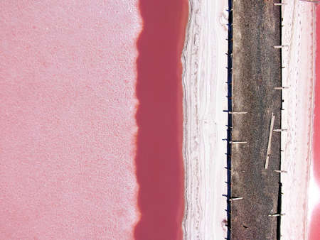 Crimean Sasyk-Sivash red salt lake aerial lanscape