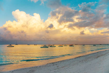 Early morning sunrise ocean view with amazing skyの写真素材