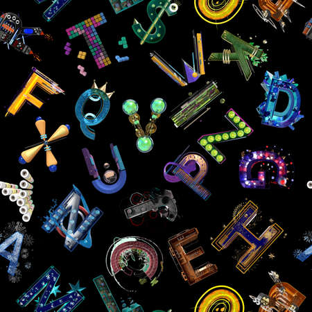Abstract seamless alphabet pattern for textile design
